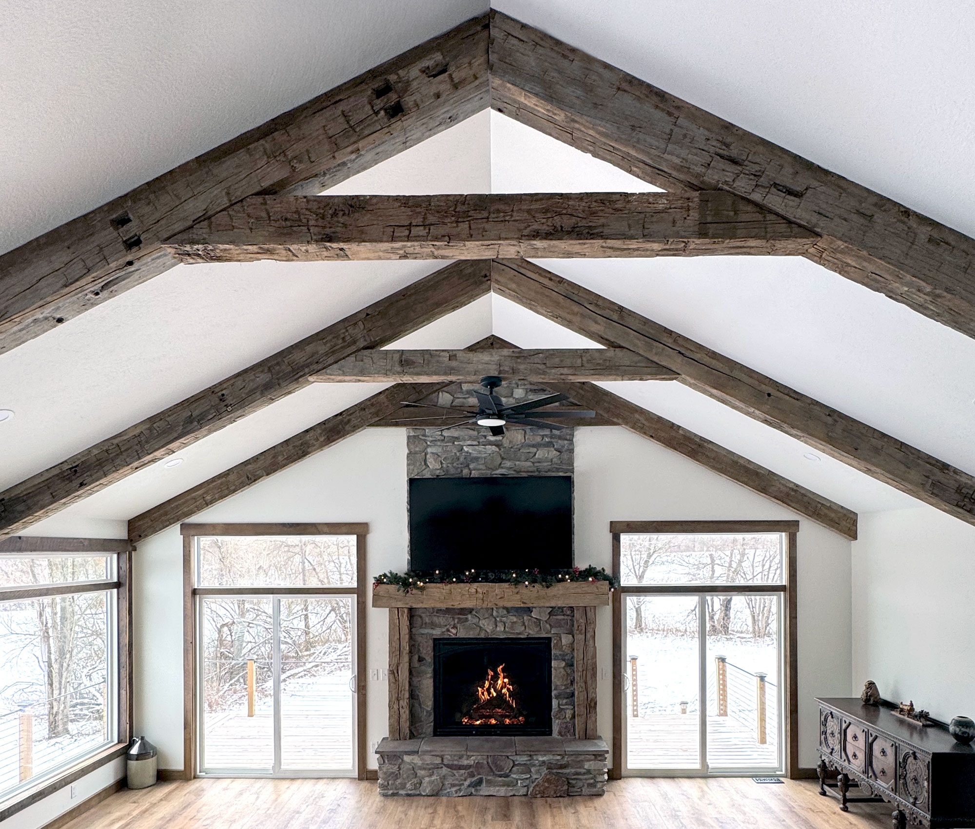Great Room Beams and Wall Trim: Building a Home with Reclaimed Barn ...